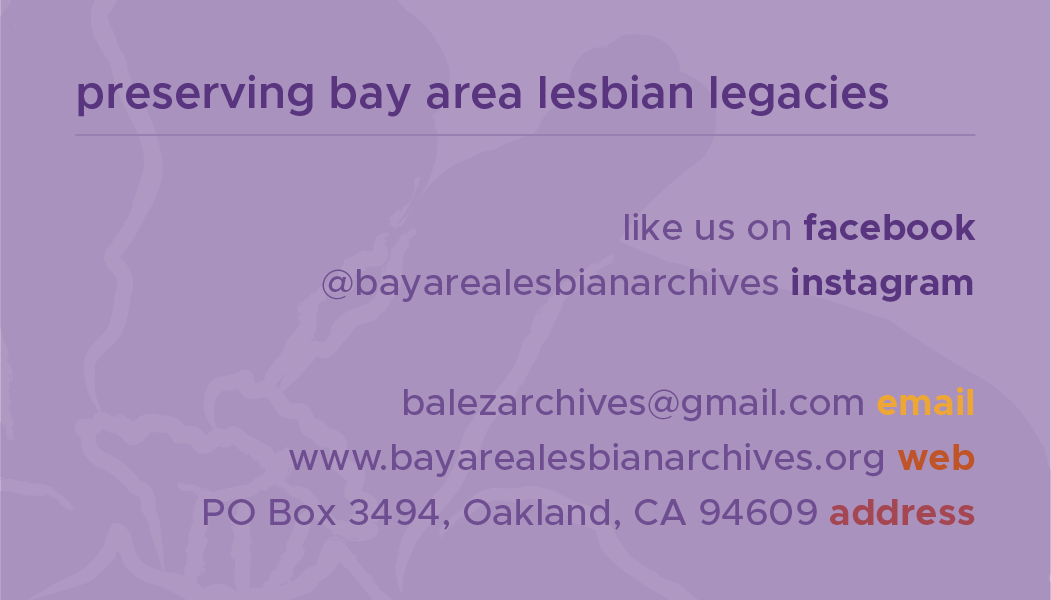 Bay Area Lesbian Archives contact and social slide