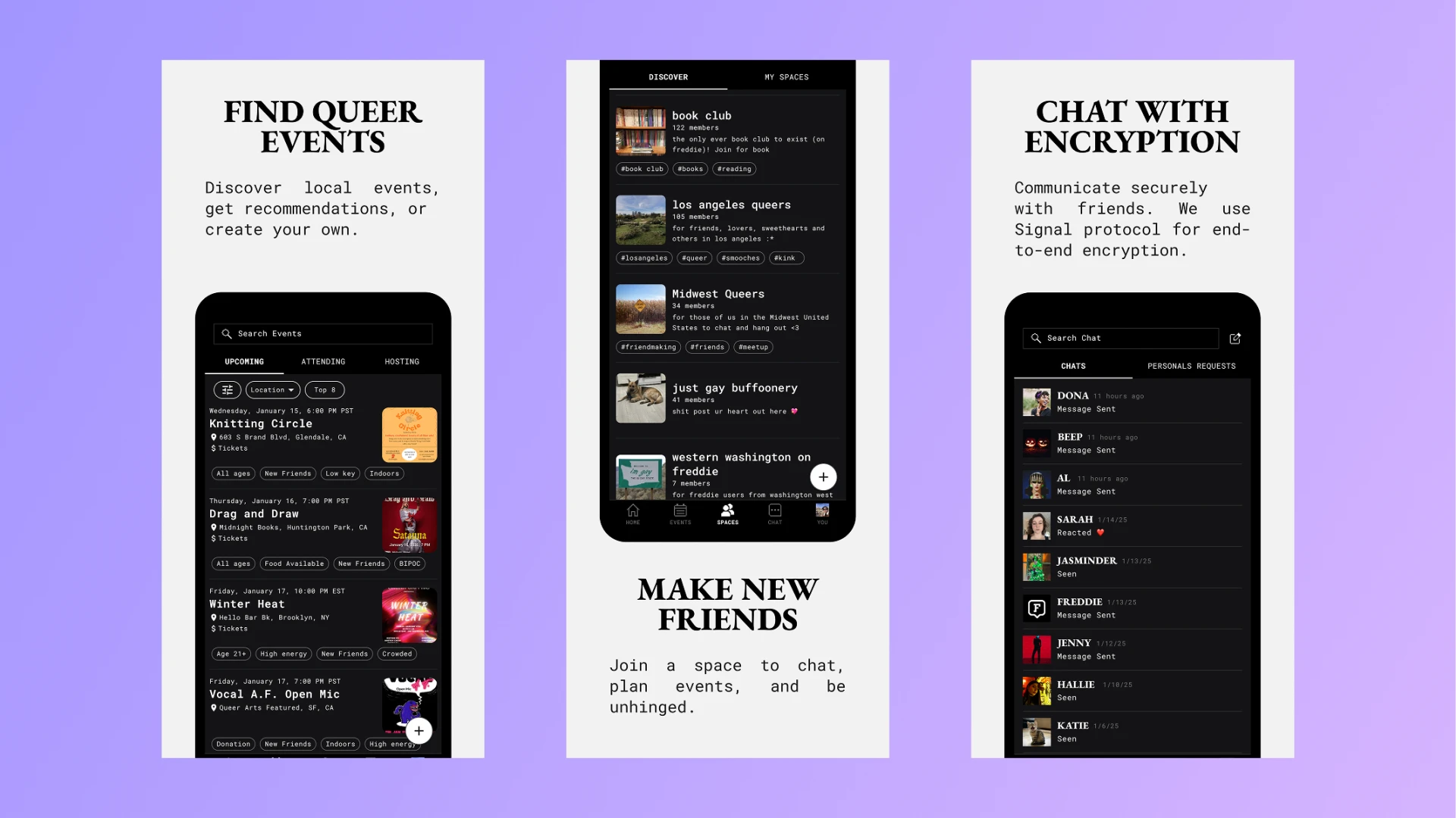 Freddie profile customization and people search screens